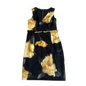 White House Black Market Yellow Floral Sheath Dress – Size 12